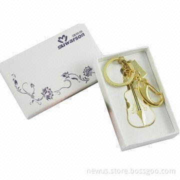 Promotional Violin-shaped Jewelry USB Flash Drive with Keychain, 1-32GB Capacity